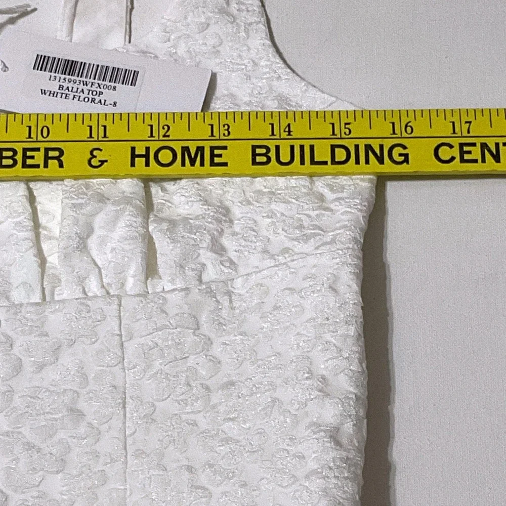 REFORMATION BALIA TOP white floral tank women's blouse bow 8 medium smocked NWT - Picture 8 of 14